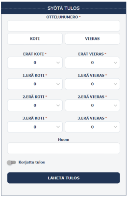 tulosten syotto